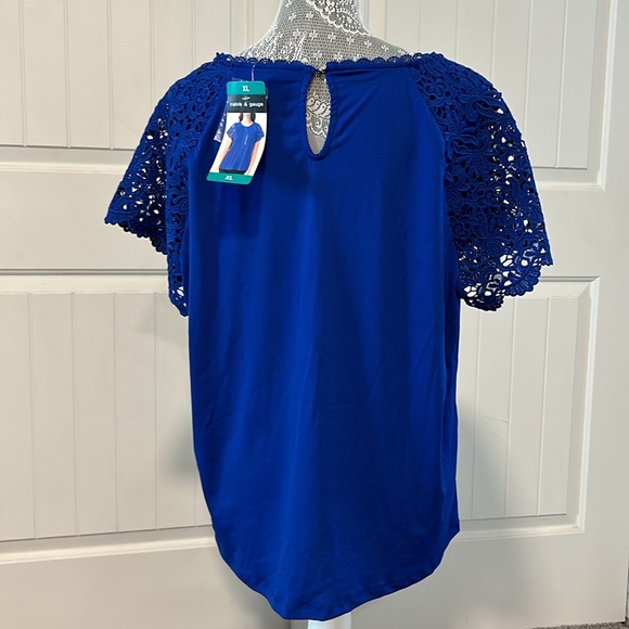 Cable & Gauge Lace Trimmed Top XL - Picture 4 of 7